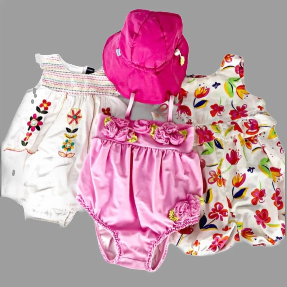 Infant Girl 4 Piece Cotton Sun Outfits 12 - 18 Months